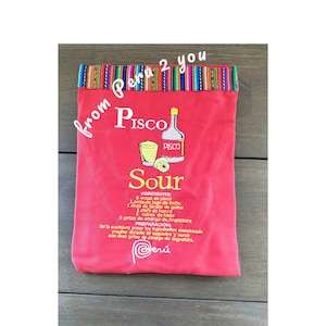Peruvian Cooking Apron: Pisco & Ceviche Recipes, Cotton, Handmade