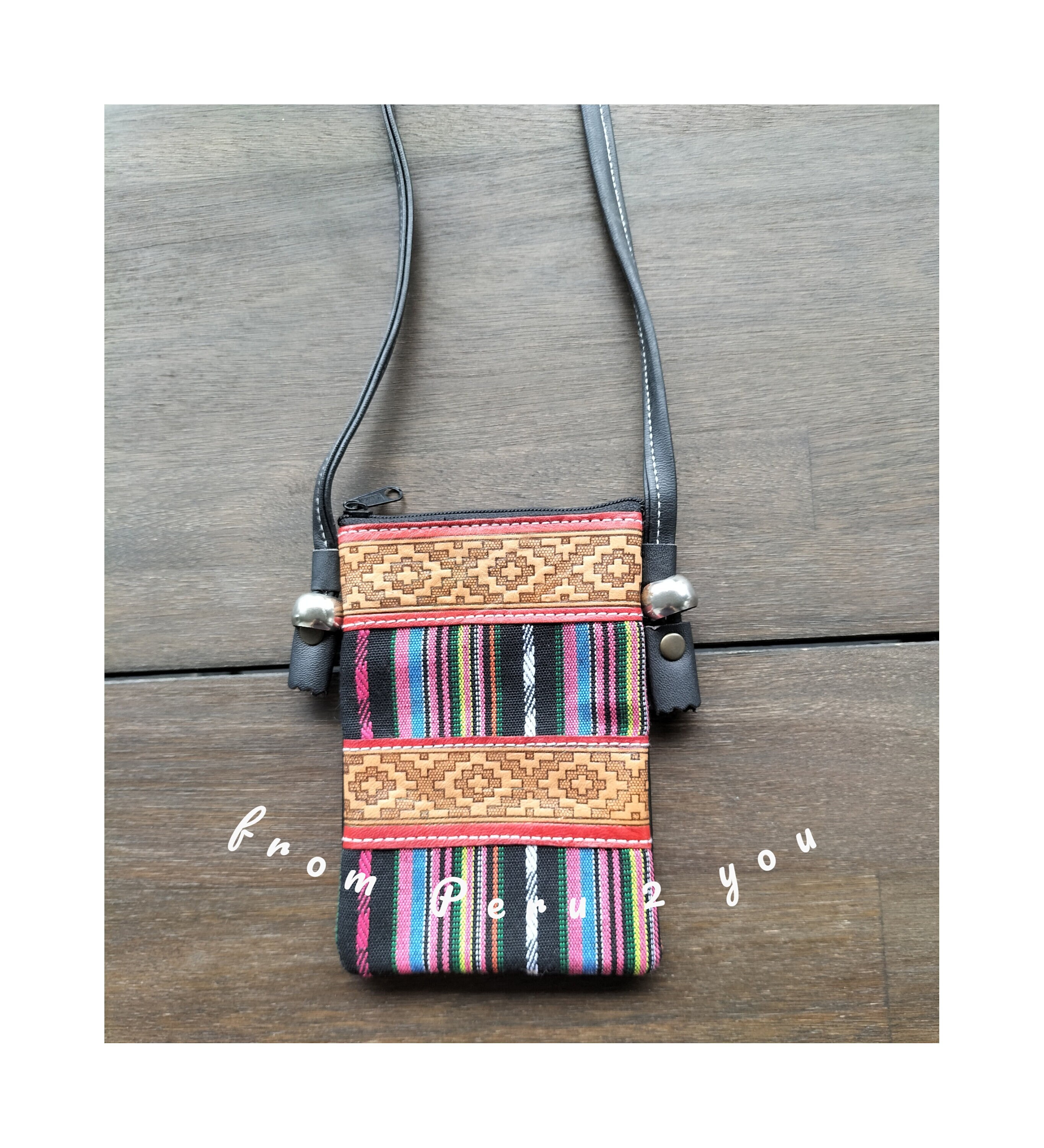Small Bag from Peru | Faux Leather and Peruvian Textile Bag | Little Crossbody Bag