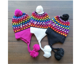Gorro de alpaca con pompones