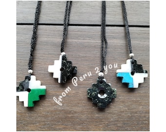 Inca Cross Stone Pendant on Cord: Peruvian Chakana