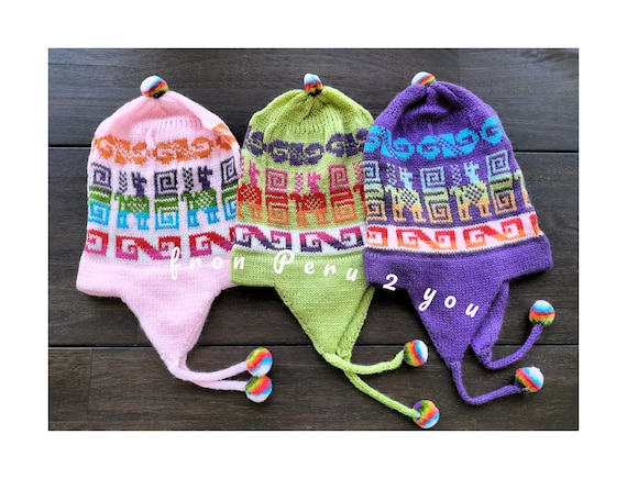Peruvian Alpaca Wool Chullo Hat: Knitted Winter Beanie With  display picture 3