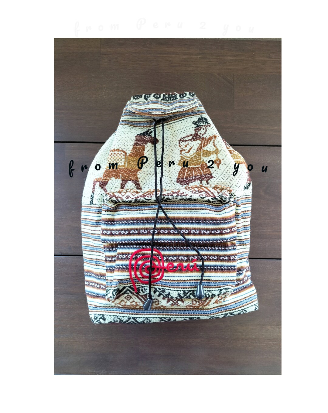 Handmade backpack from Peru, Latin style w/lining Backpack Handmade With Fabric Nazca Lines Designs From Peru  main image 4