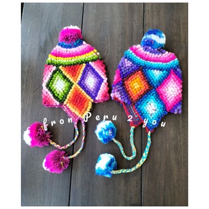 Handmade Alpaca Hat | Peruvian Chullo | Hat with Pompoms