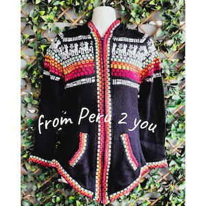 Alpaca Wool Cardigan | Wool Sweater | Alpaca Wool Hoodie | Hooded Pullover| Women Wool Cardigan | Jumper Made in Peru