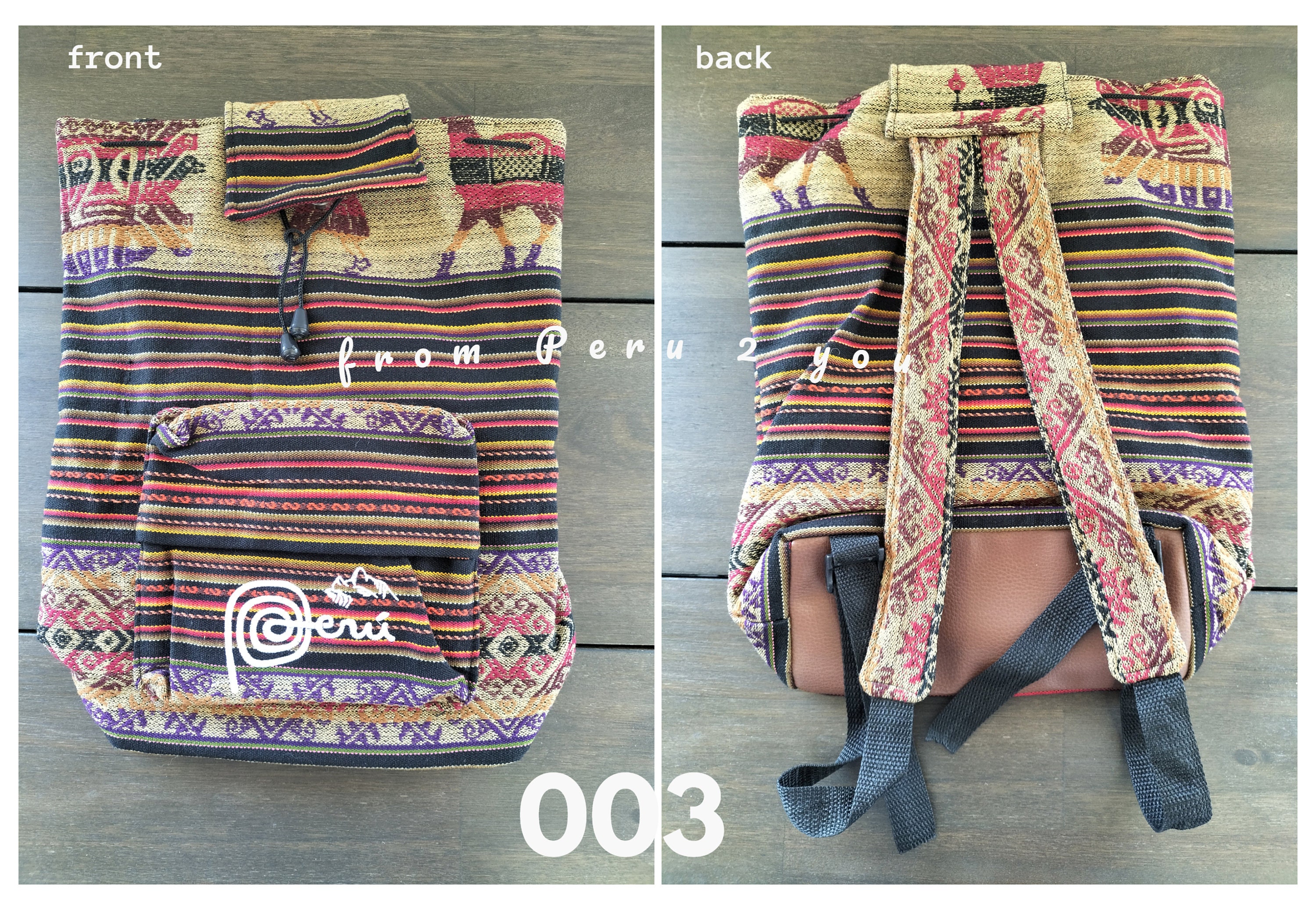 Peruvian Fabric Backpack: Handmade Llama Design Bag - Etsy display picture 3
