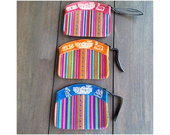 Make-up Bag  | Colourful Clutch | Cosmetic Bag | Made Peruvian Manta and Leather