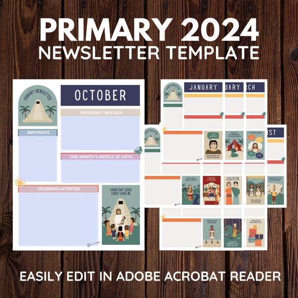 2024 Primary Book of Mormon Come Follow Me Newsletter Kit | Editable Digital Download