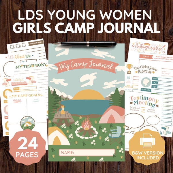 LDS meisjeskampdagboek | Digitale download | Kleur of zwart/wit