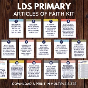 Kit de download digital das Regras de Fé Primárias SUD | Folhas de acompanhamento | Vários tamanhos
