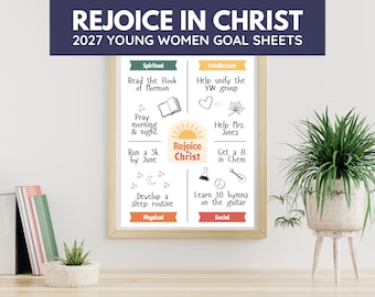 2027 LDS Young Women Goal Sheets | Rejoice in Christ Philippians 4:4 | Digital Download