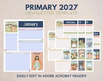 2027 LDS Primary New Testament Come Follow Me Newsletter Templates | Editable Digital Download