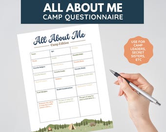 LDS Young Women Girls Camp All About Me Printable | Digital Download