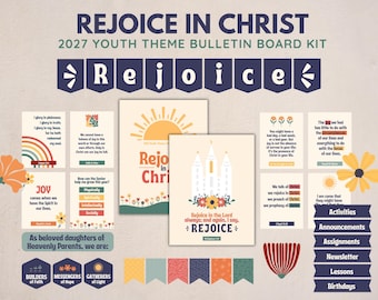 2027 LDS YW Bulletin board kit | Rejoice in Christ Philippians 4:4 | Digital Download
