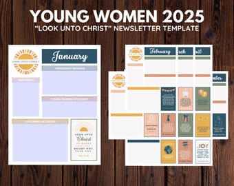 2025 LDS Young Women Newsletter Template Kit | Look Unto Christ D&C 6:36 | Editable Digital Download