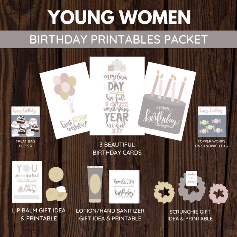 LDS Young Women Birthday Printables Packet Hand-Lettered | Etsy