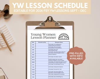 2026 UPDATED Young Women Lesson Planner | Featuring new 2026 FSY lessons | Editable Digital Download