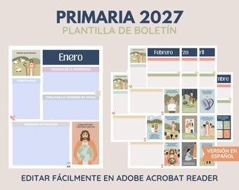 2027 Boletín de la Primaria Nuevo Testamento | 12 Plantillas Descarga Digital | Primary Old Testament Newsletter Template Spanish Version