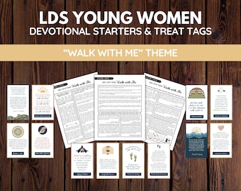 2026 LDS Youth theme "Walk with Me" Devotional starters and treat pillow tuck in tags | Moses 6:34 | Instant digital download