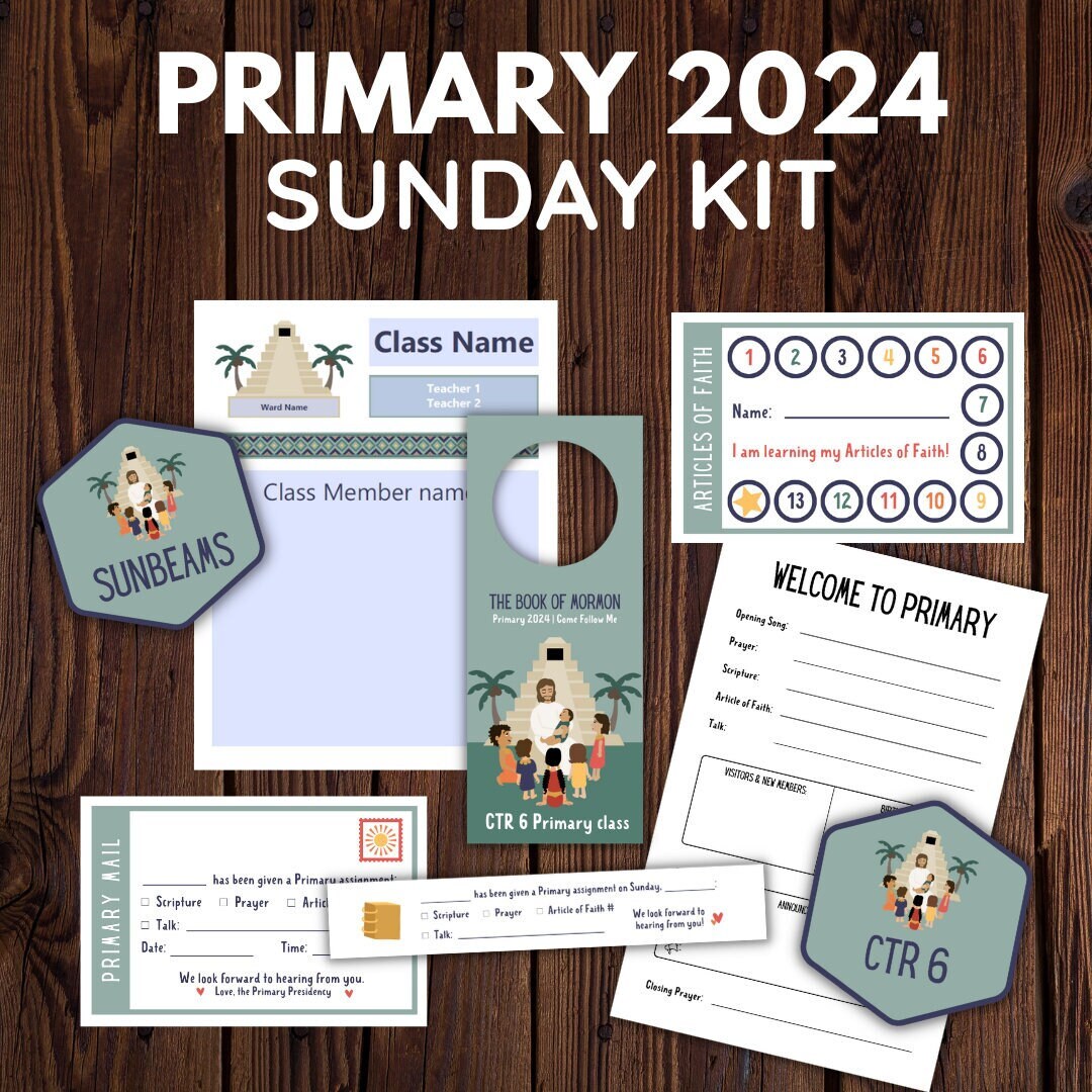 2024 LDS Sunday Primary Kit Door Hangers, Class Lists, Chair Signs ...