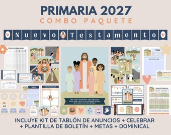 Primaria SUD 2027 Combo Paquete | Tablón de Anuncios, Kit de Celebrar, Plantilla Boletín, Metas y Dominical | LDS Primary Spanish Bundle