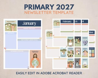 2027 LDS Primary New Testament Come Follow Me Newsletter Templates | Editable Digital Download