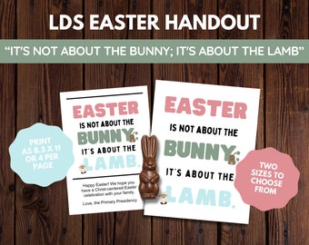 LDS Primary Easter Handout Treat Tag | It's Not About the Bunny; It's about the Lamb | Instant Digital Download