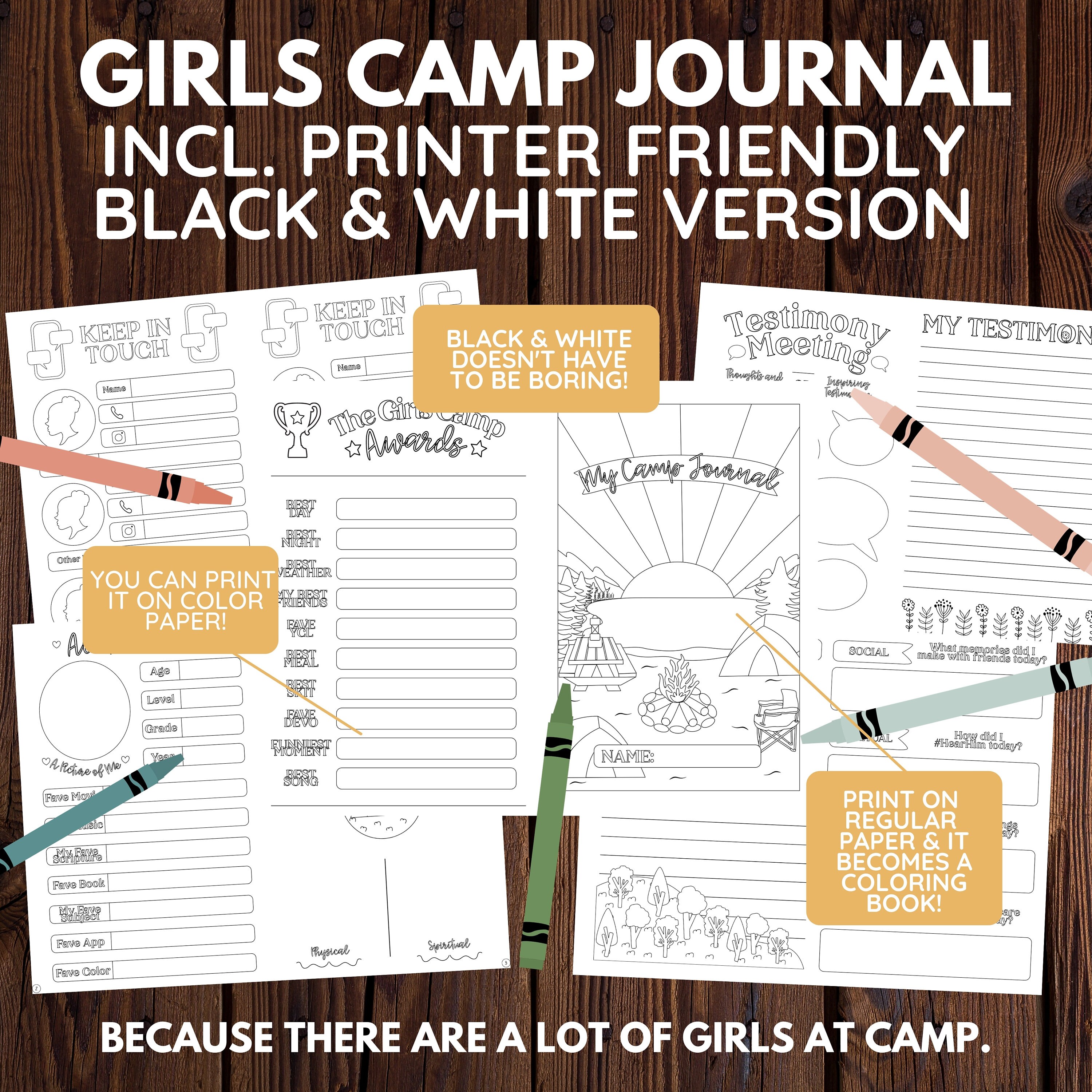 LDS Girls Camp Journal Digital Download Color or - Etsy