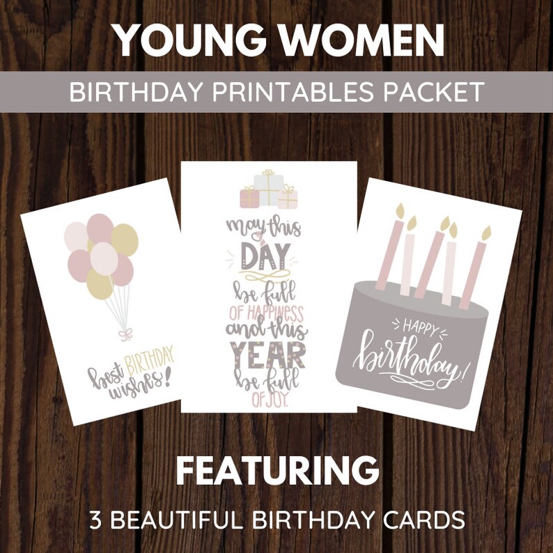 LDS Young Women Birthday Printables Packet Hand-Lettered | Etsy