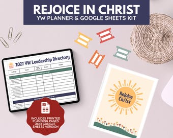 2027 LDS Young Women presidency planner & google sheets | Rejoice in Christ | Agendas, lessons, activities, etc I Editable Digital Download