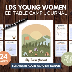 LDS 若い女性または少女キャンプ ジャーナル | デジタル ダウンロード | カラーまたは白黒