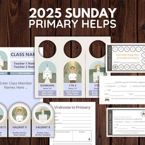 2025 LDS Sonntag Primarklasse Kit Lehre und Bündnisse | Türschilder, Klassenlisten, Stuhlschilder, Hausarbeiten usw | Digitaler Download