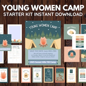 LDS Young Women Girls Camp Starter Kit | Devotionals, Posters, Reminders & Treat Tags | Digital Download