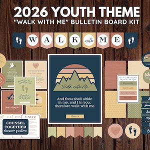 Kit para painel de avisos das Moças SUD 2026 | Anda comigo Moisés 6:34 | Download digital