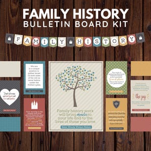 LDS Relief Society Temple & Family History Work Bulletin Board Kit | Digital Download