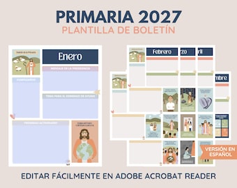 2027 Boletín de la Primaria Nuevo Testamento | 12 Plantillas Descarga Digital | Primary Old Testament Newsletter Template Spanish Version