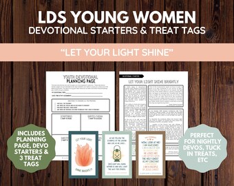 LDS Youth Devotional Starters and Treat Tag Kit | Let Your Light Shine | Digital Download