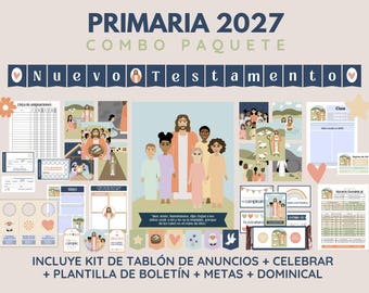 Primaria SUD 2027 Combo Paquete | Tablón de Anuncios, Kit de Celebrar, Plantilla Boletín, Metas y Dominical | LDS Primary Spanish Bundle