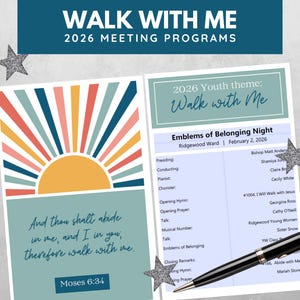 2026 Walk with Me Youth Meeting Programs | Moses 6:34 | Editable Digital Download