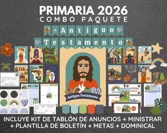 Primaria 2026 Combo Paquete | Tablón de Anuncios, Kit de Ministrar, Plantilla Boletín, Metas y Dominical | SUD | LDS Primary Spanish Bundle