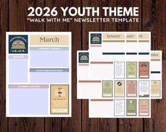 2026 LDS Young Women Newsletter Template Kit | Walk with Me Moses 6:34 | Editable Digital Download