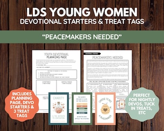 LDS Youth Devotional Starters and Treat Tag Kit | Peacemakers Needed | Digital Download