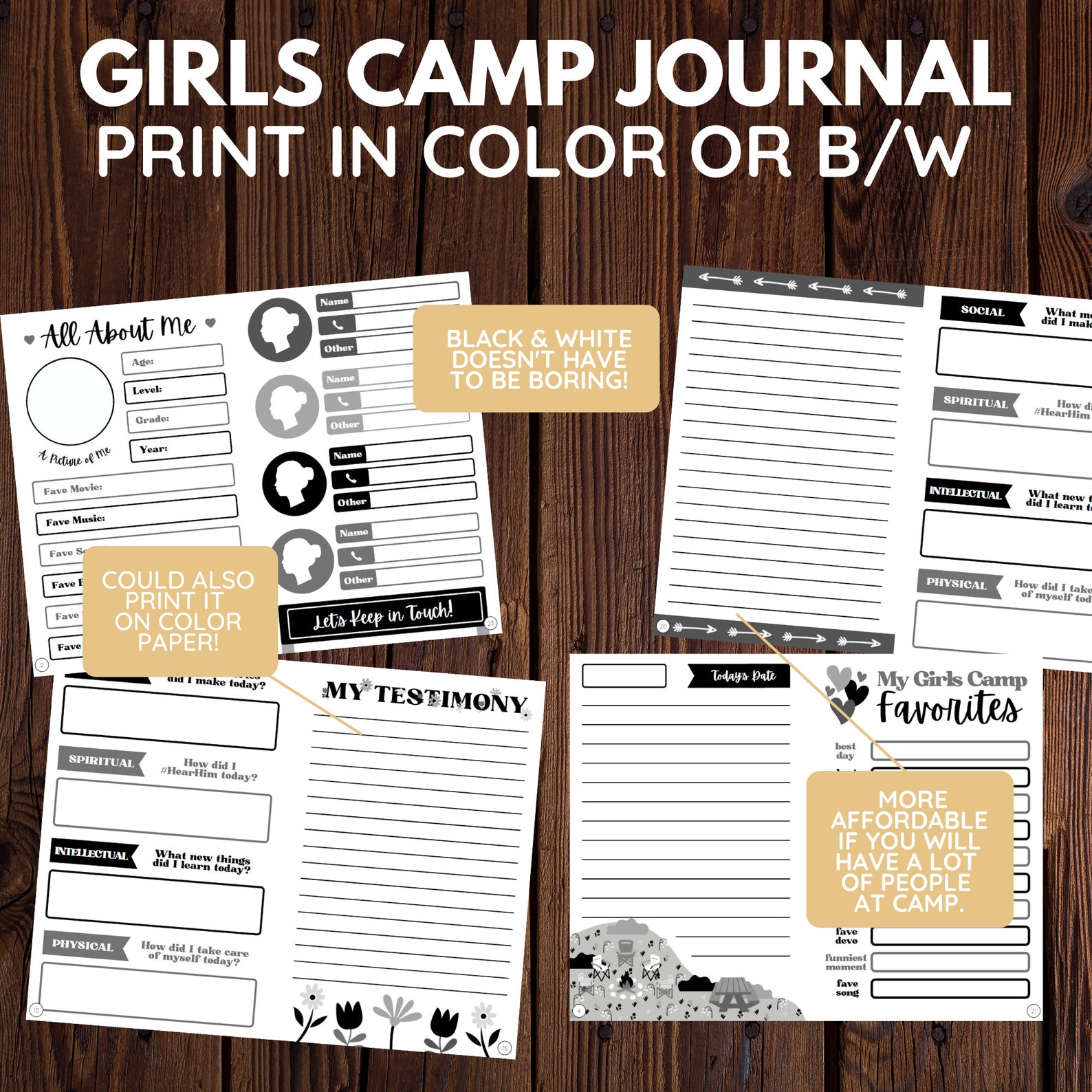 LDS Girls Camp Journal Digital Download Color or - Etsy