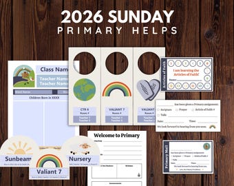 2026 LDS Sunday Primary Kit Old Testament | Door hangers, class lists, chair signs, assignments, etc | Digital Download
