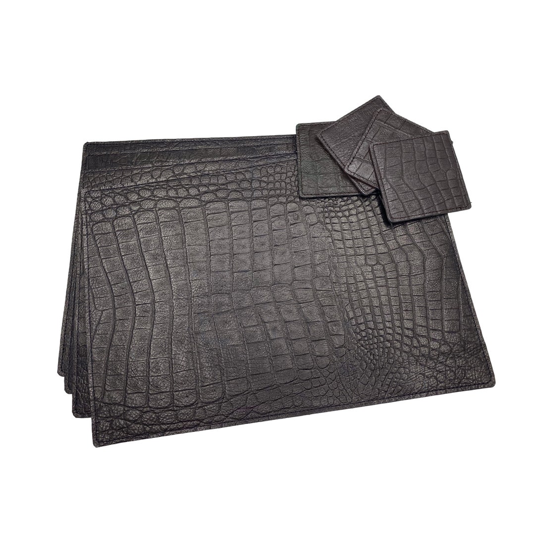 Biocca Boutique Genuine Leather Placemats & Coasters 4pack Crocodile