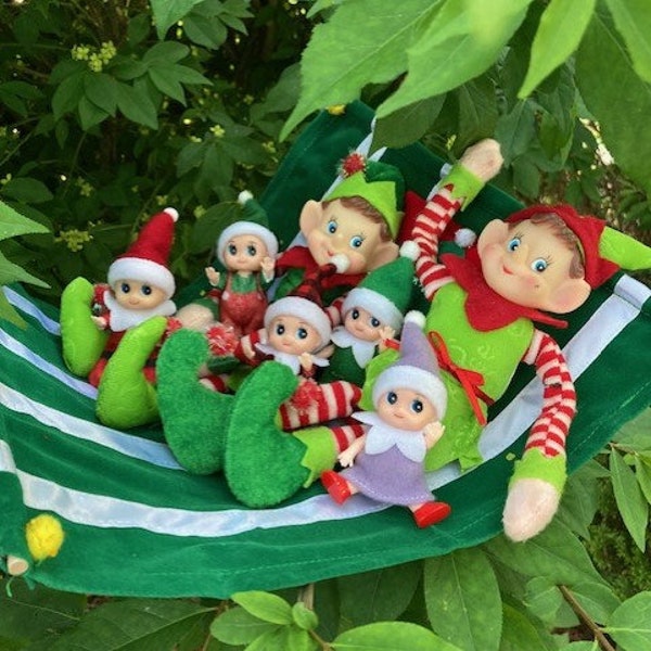 Christmas Elf Doll Hammock Bed Swing, Elf Accessory, Elf Prop, Red or Green Hammock, Shelf Sitter, Hammock Stand Optional
