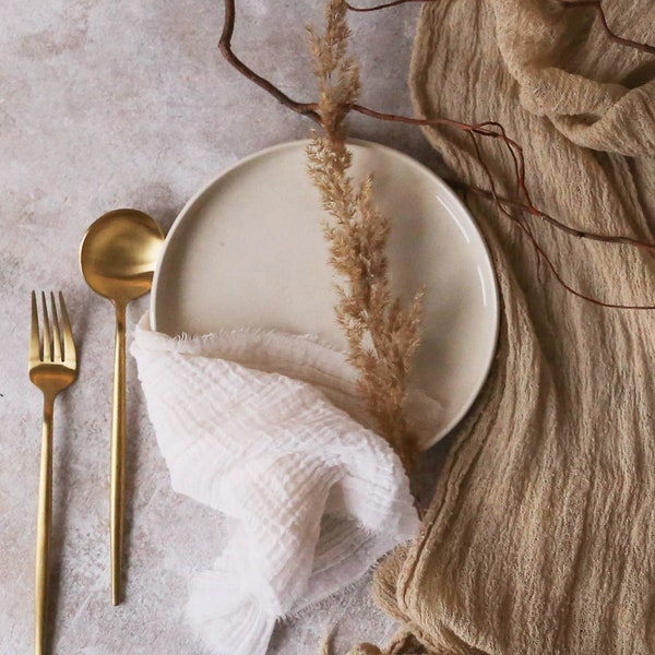 Fall table runner Beige Boho Wedding table decor Cheesecloth table runner Wedding arch tape Rustic wedding centerpiece Rehearsal Dinner