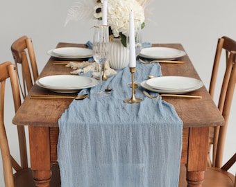 Dusty Blue wedding table decor Boho Wedding table runner Winter Wedding centerpiece Rustic wedding decor Beach wedding ceremony decorations