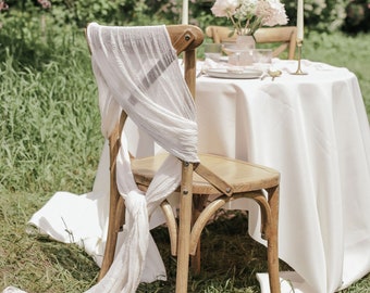 Wedding Chair Sash for wedding aisle decor Bridal shower chair cover Cheesecloth Boho wedding chair decor Chair sashes Rustic chair backs