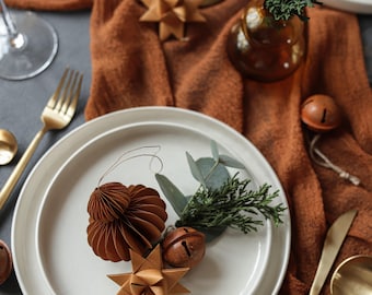 Christmas table runner Burnt Orange cheesecloth runner Boho Wedding centerpiece Rust table decor Terracotta wedding decor Rehearsal dinner