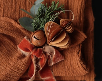 Burnt Orange Fall table runner Boho Wedding centerpiece Rust Cheesecloth table runner Thanksgiving table decor Terracotta wedding decor